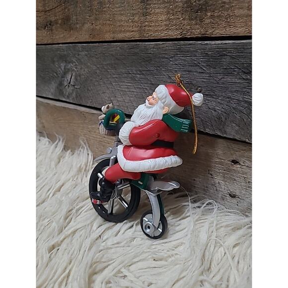 Vintage Santa Riding Bicycle Christmas Ornament NO ADAPTER - Picture 2 of 5